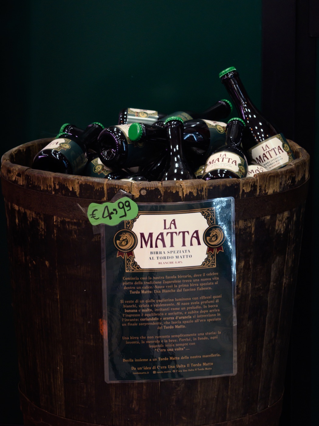 La Matta, bottiglia birra speziata al Tordo Matto